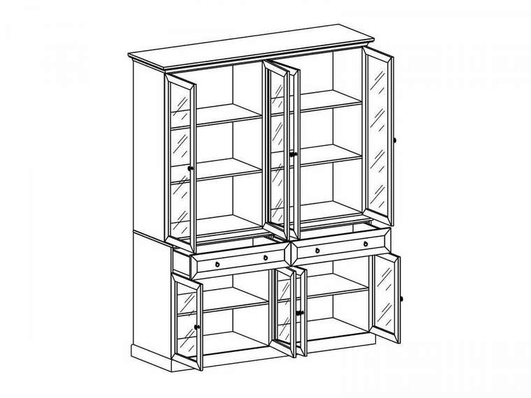 Книжный шкаф Caprio с ящиками и дверцами 
