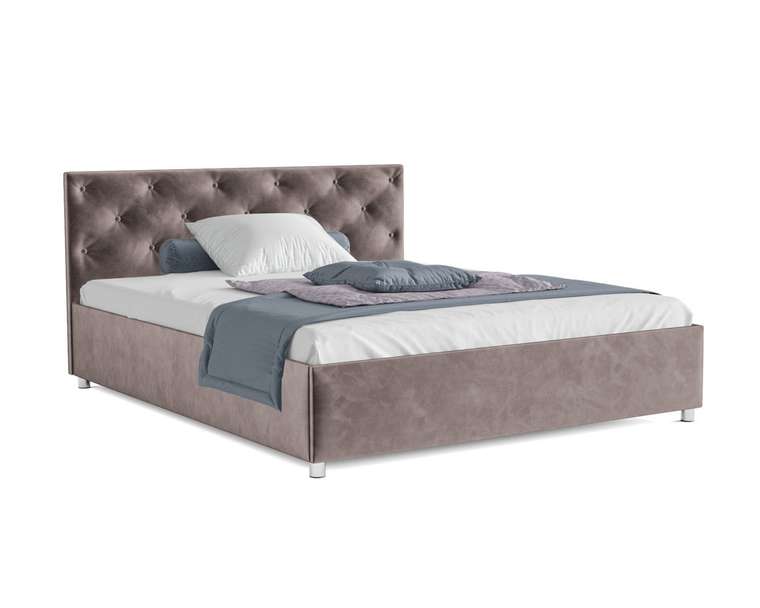 Кровать Классик 160х190 серо-коричневого цвета с подъемным механизмом (вельвет)