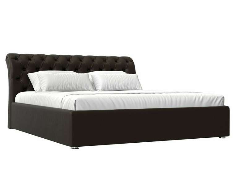 Кровать Сицилия 160х200 коричневого цвета с подъемным механизмом (экокожа)