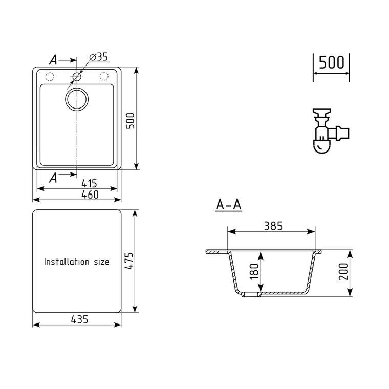 Кухонная мойка Ulgran Quartz Forte 460-04, платина