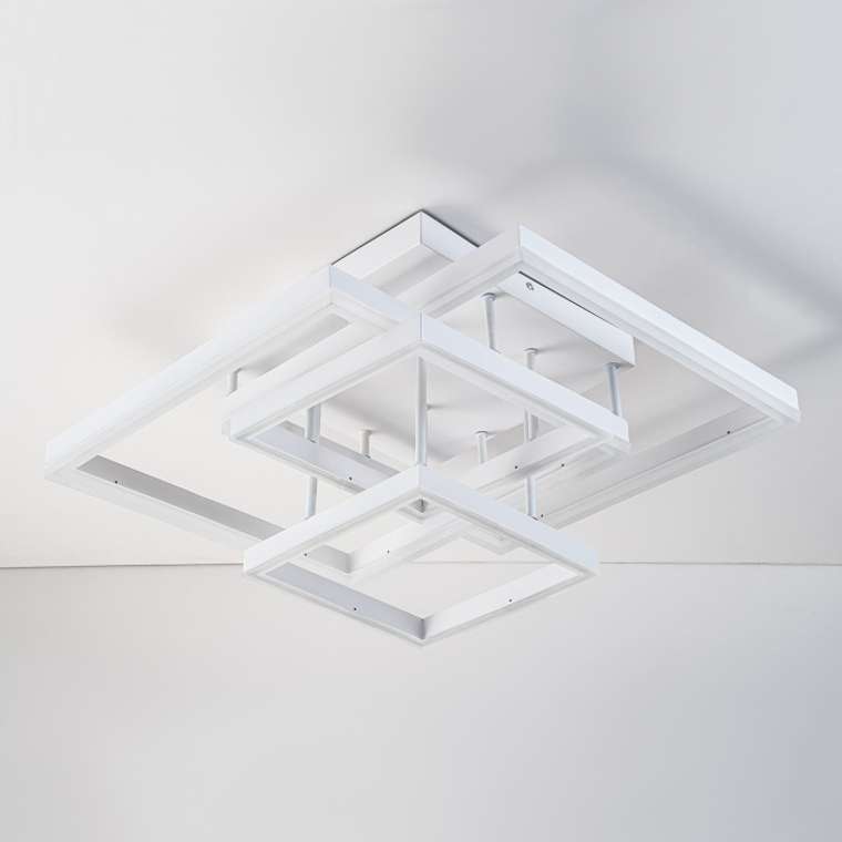 Потолочная люстра с пультом светодиодная Escada Union 10229/4LED White 120Вт, металл/акрил, белый