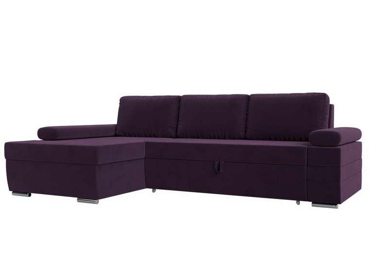 Угловой диван-кровать Канкун фиолетового цвета левый угол