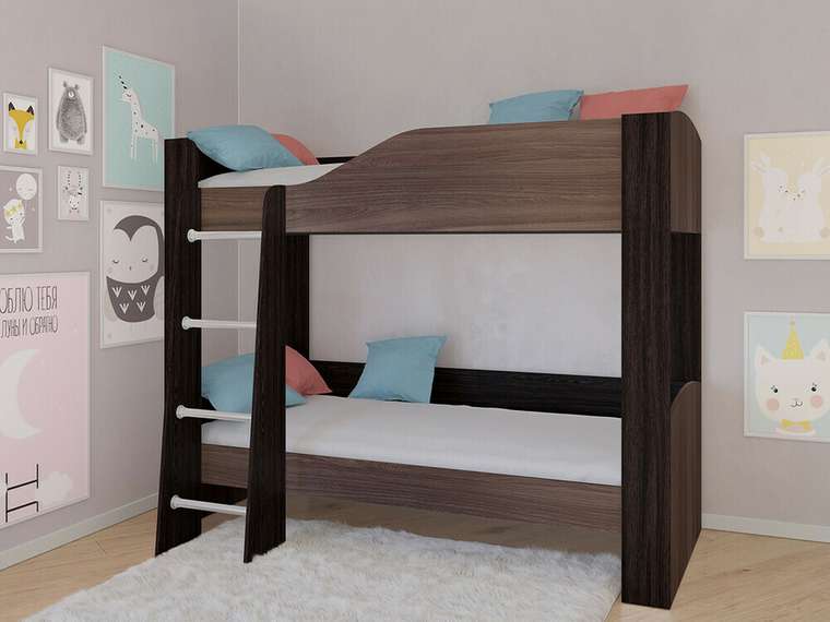 Двухъярусная кровать Астра 2 80х190 цвета Венге-Дуб шамони