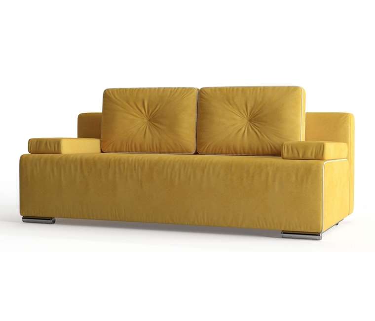 Диван-кровать Роклин в обивке из велюра желтого цвета