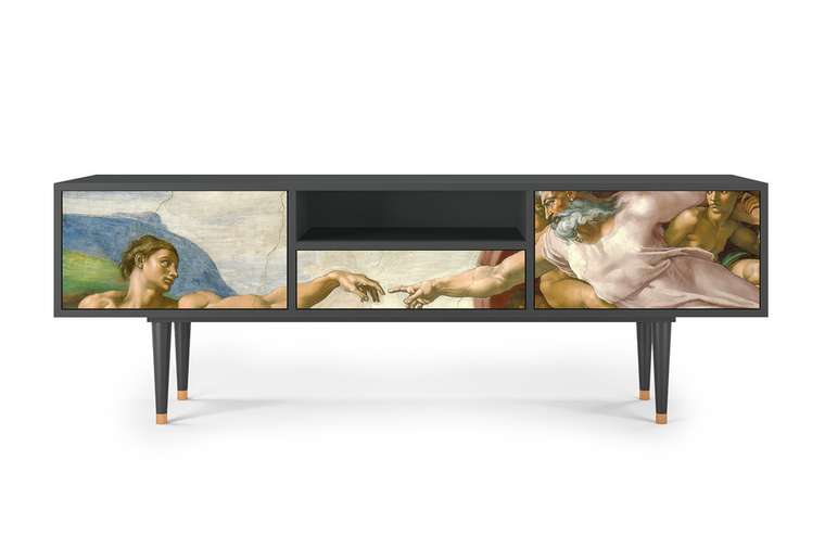 Тумба под TV T6 The Creation of Adam by Michelangelo с корпусом графитового цвета  