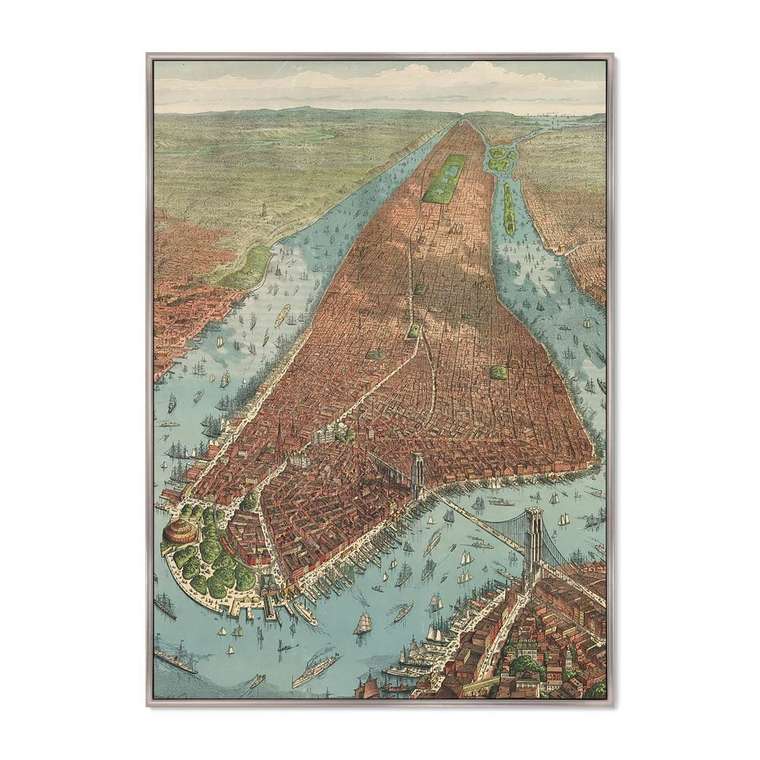 Репродукция картины Antique map of New York City 1879 г.
