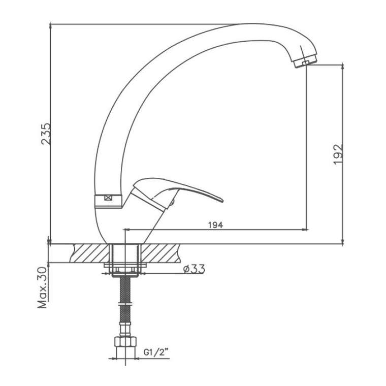 Смеситель для кухни Cron CN4136-2, хром