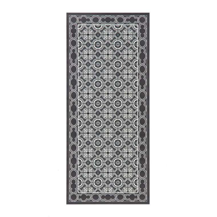 Ковер виниловый с рисунком цементная плитка Simen 65х150 серого цвета