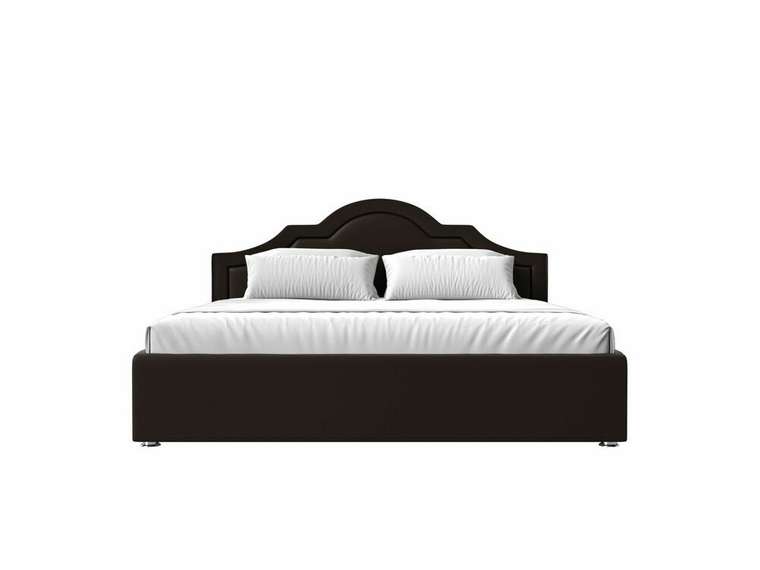 Кровать Афина 200х200 темно-коричневого цвета с подъемным механизмом (экокожа)
