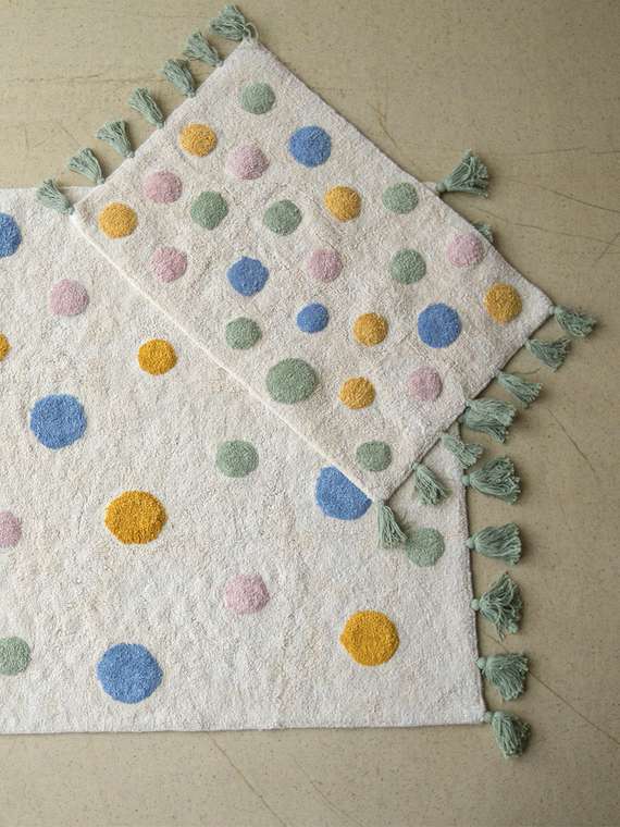 Хлопковый ковер Lovely Dots 60х90 белого цвета