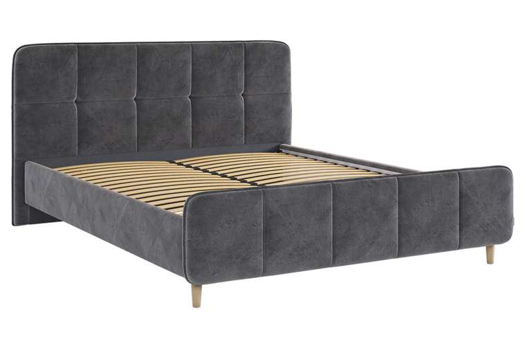 Кровать Грета 160х200 темно-серого цвета без подъемного механизма