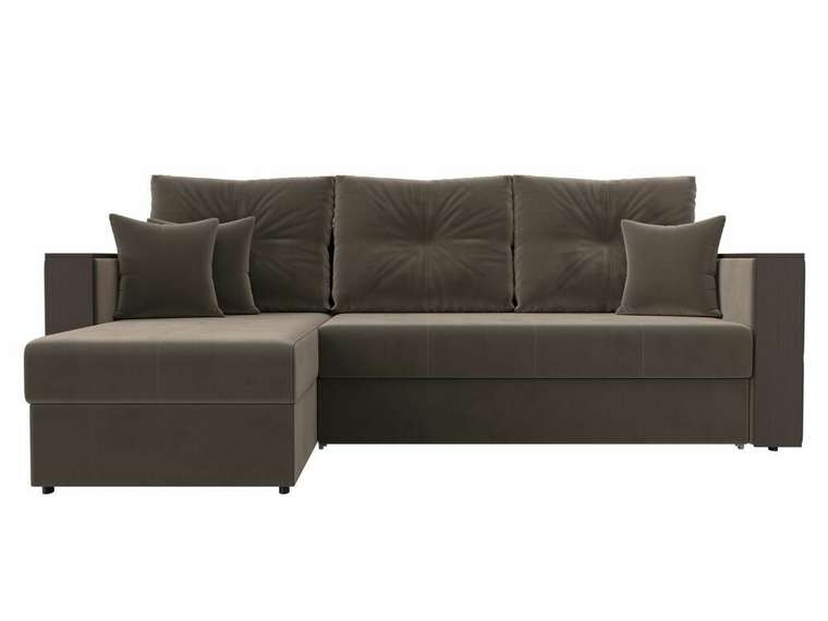 Угловой диван-кровать Валенсия светло-коричневого цвета левый угол