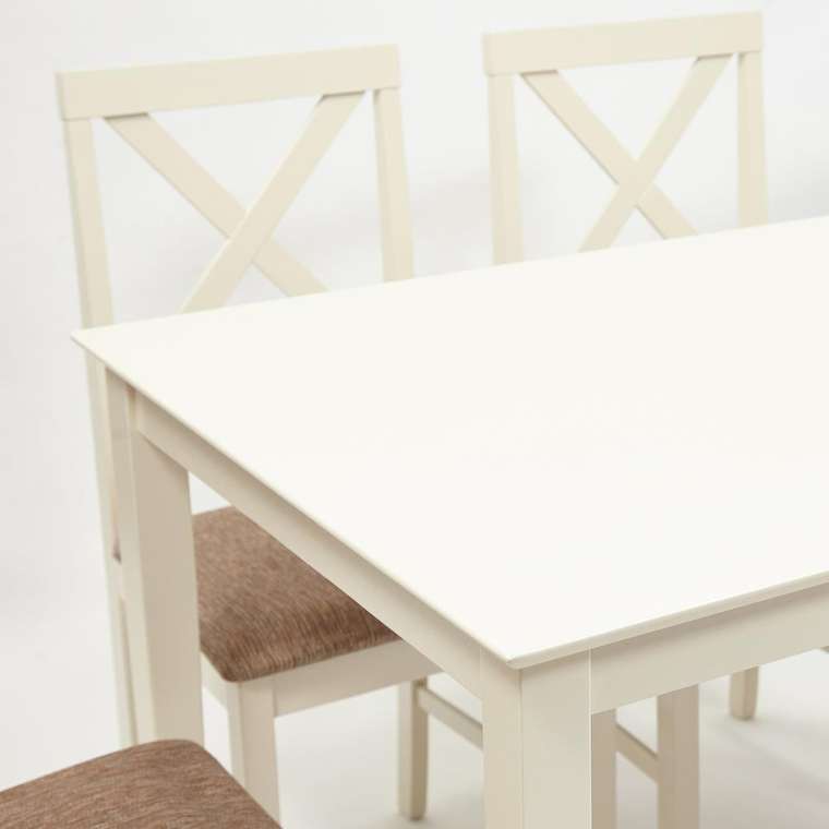 Обеденный набор эконом Хадсон из стола и четырех стульев бежево-коричневого цвета