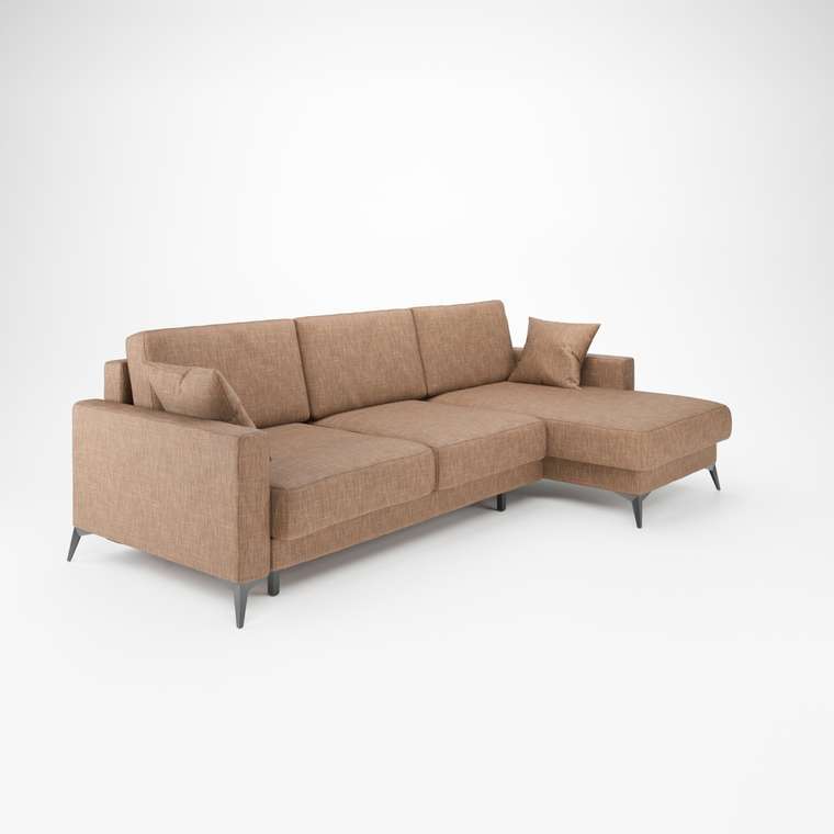 Угловой диван-кровать Наоми 2 светло-коричневого цвета правый 