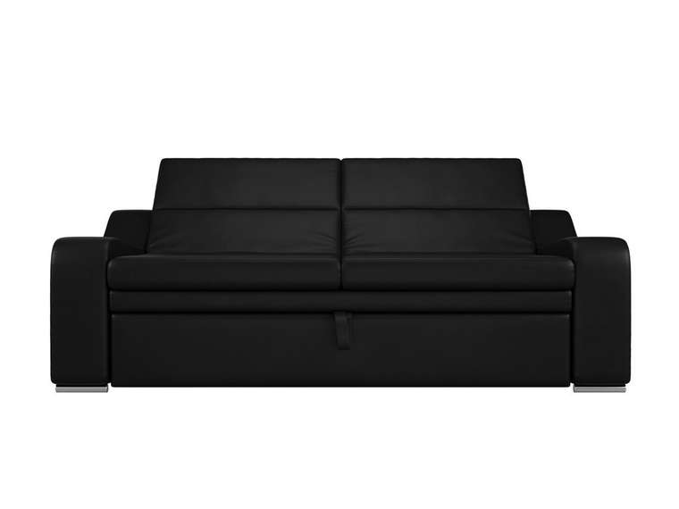 Прямой диван-кровать Медиус черного цвета (экокожа)