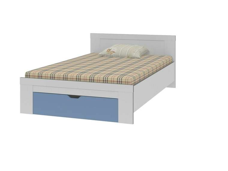 Кровать Дельта Сильвер 120х200 бело-голубого цвета без подъемного механизма