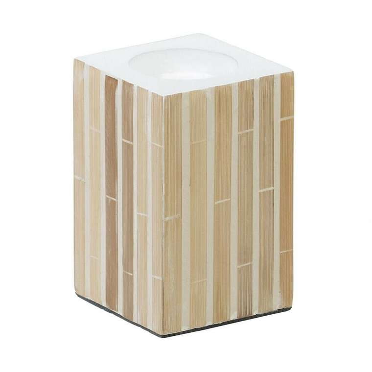 Подсвечник Бежевый Бамбук Деревянный MDF 10,5 x 10,5 x 16 cm