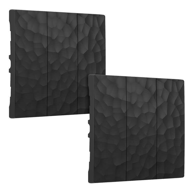 W1239008/ Набор клавиш для выключателя трехклавишного (hammer черный) - комплект 2 шт. W1239008 Встраиваемые механизмы Hammer серебряные