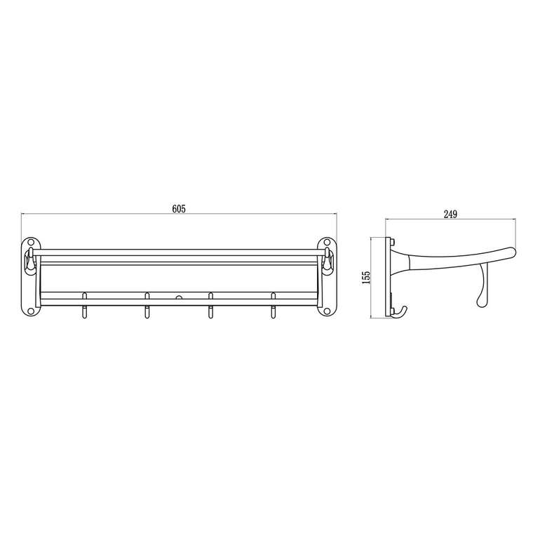 Полка для полотенец Savol S-005099, хром