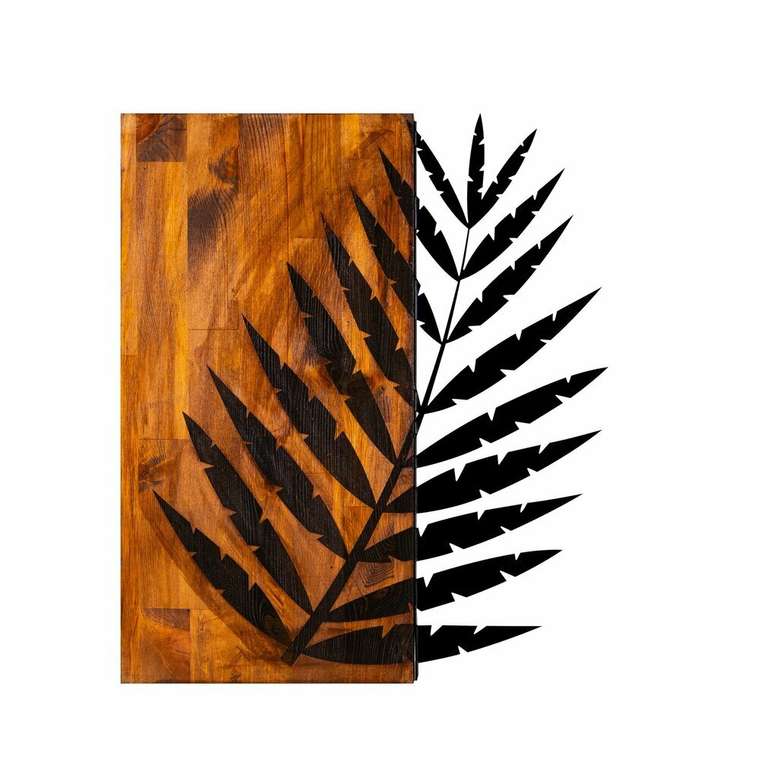 Настенный декор Лист 50x58 коричнево-черного цвета