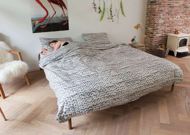 Комплект постельного белья "Косичка" 150х200 серый