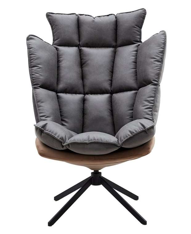 Кресло серо-коричневого цвета с металлическим основанием 