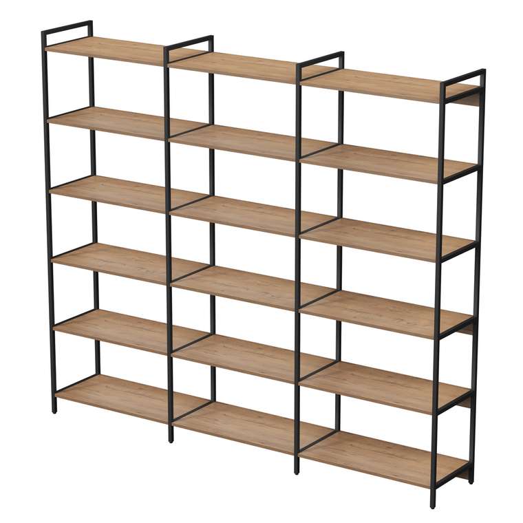 Стеллаж 10СВТ.6.800 высокий тройной 6 полок коричневого цвета