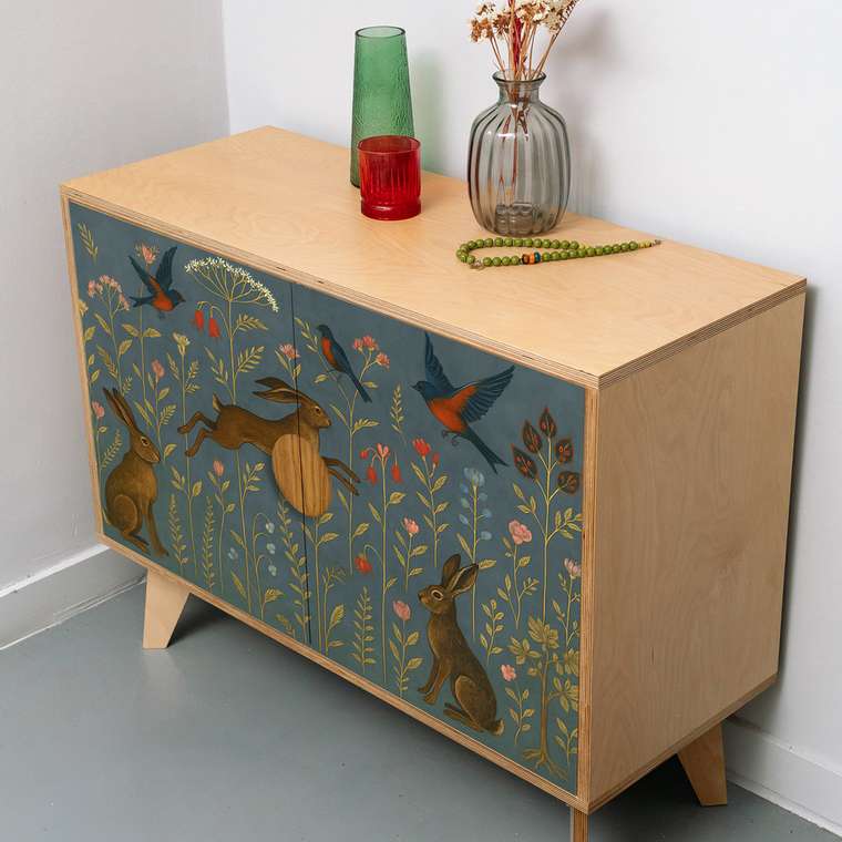 Комод Заици с распашными дверцами на ножках