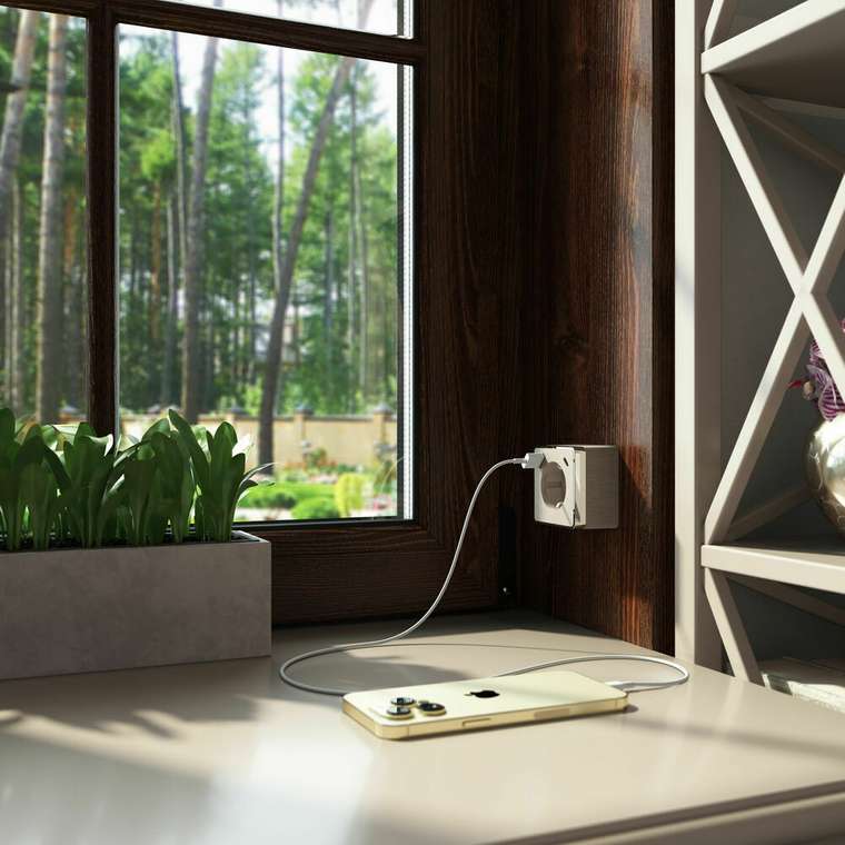 Розетка с заземлением, шторками и USB тип A+C Gallant шампань рифленый W5071710 Накладные механизмы Gallant шампань рифленый