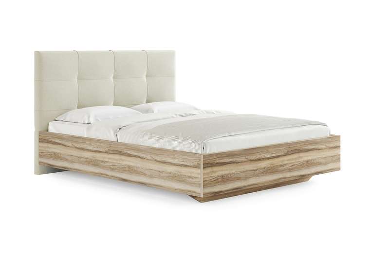 Кровать Victoria 180х200 с изголовьем серо-бежевого цвета без основания и подъемного механизма 
