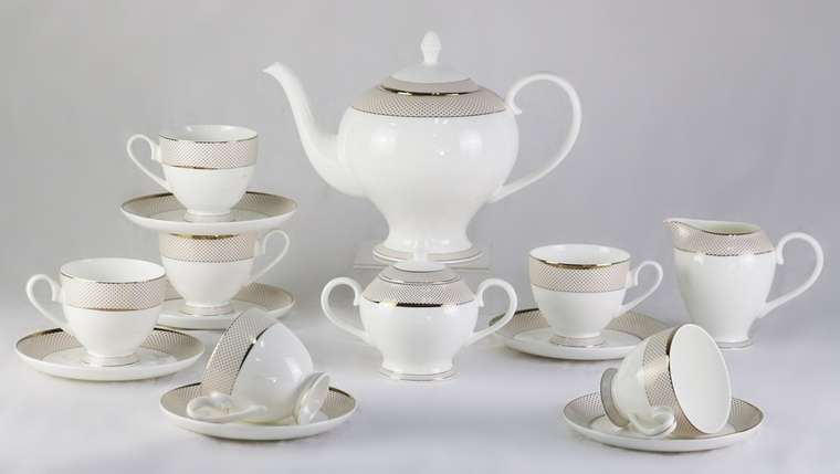 Чайный сервиз Bianko 17 Pcs tea Set из фарфора 