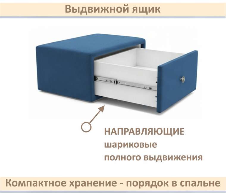 Мягкая прикроватная навесная тумба Mild синего цвета