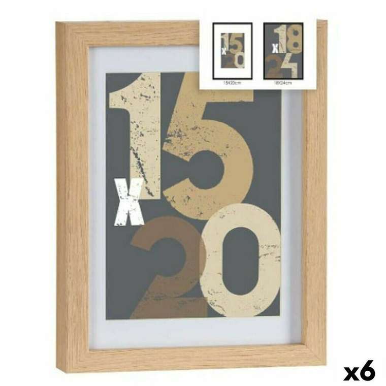 Настенные рамки Натуральный Cтекло Деревянный MDF 20,5 x 2,5 x 26,5 cm (6 штук)