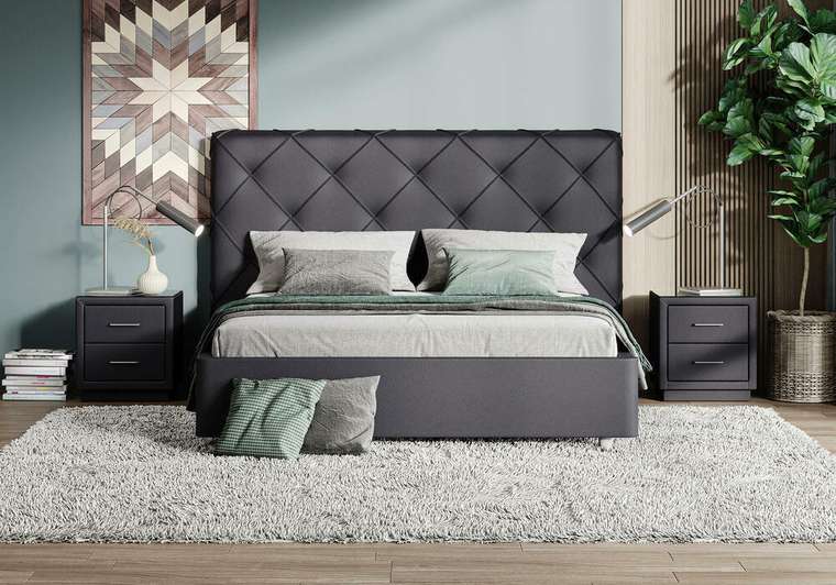 Кровать Manhatten 160х200 графитового цвета без основания и подъемного механизма