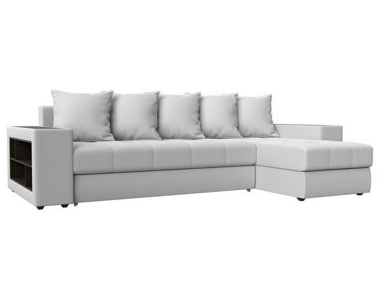 Угловой диван-кровать Дубай белого цвета (экокожа) правый угол