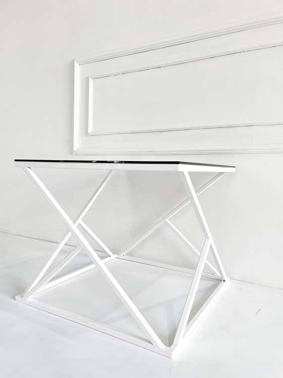 Журнальный столик "Elsa" белый с прозрачным стеклом (450х550х550)