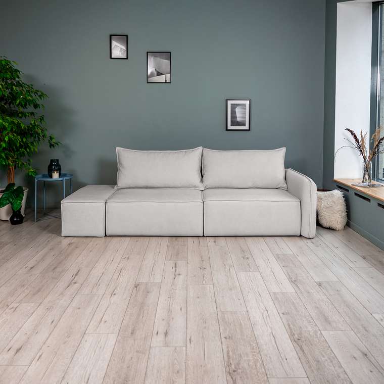 Диван-кровать с банкеткой Портленд светло-серого цвета