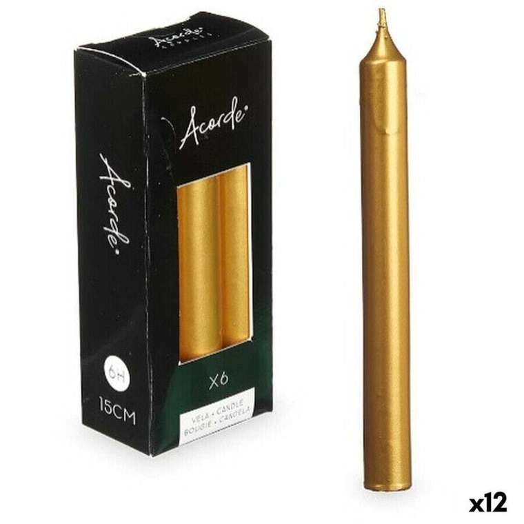 Декоративные свечиНабор свечей Acorde 123-D-AR Позолоченный 2 x 2 x 15 cm (12 штук)