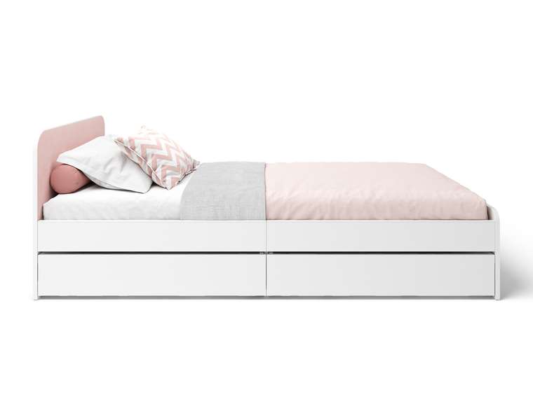 Кровать Home 90х200 бело-розового цвета c ортопедическим основанием и ящиком  
