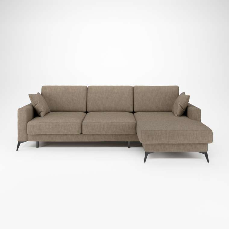 Угловой диван-кровать Наоми 2 темно-бежевого цвета правый 