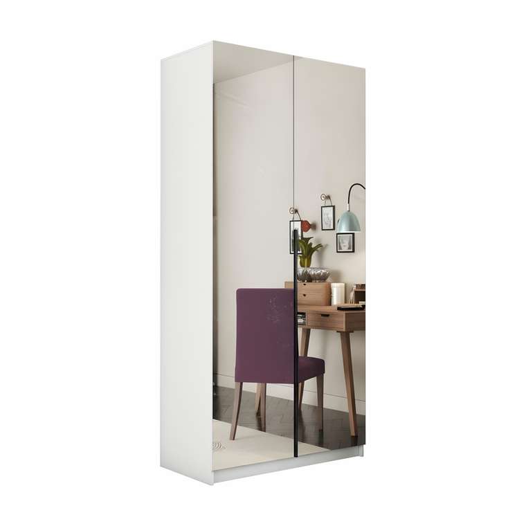 Распашной шкаф Локер 100 белого цвета