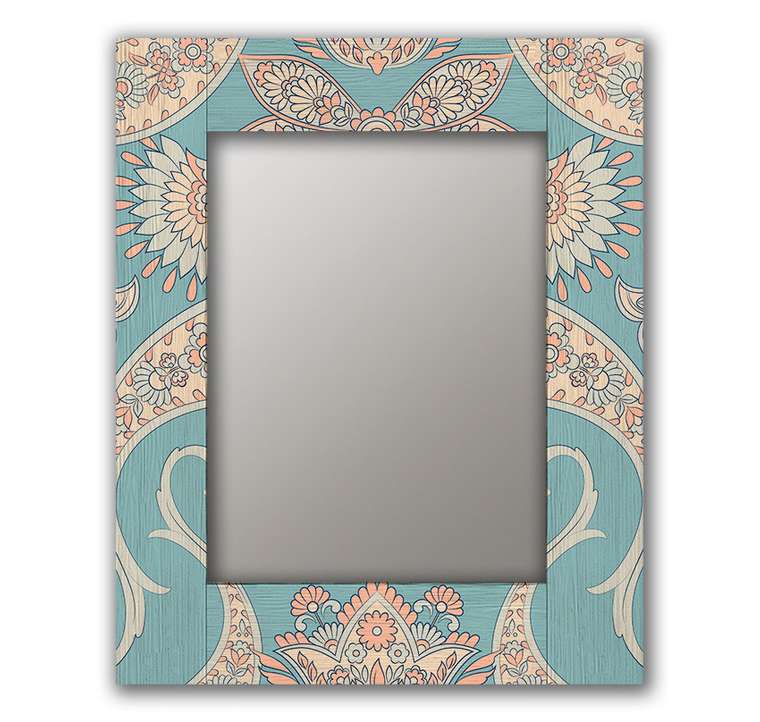 Настенное зеркало Пейсли 50х65 голубого цвета