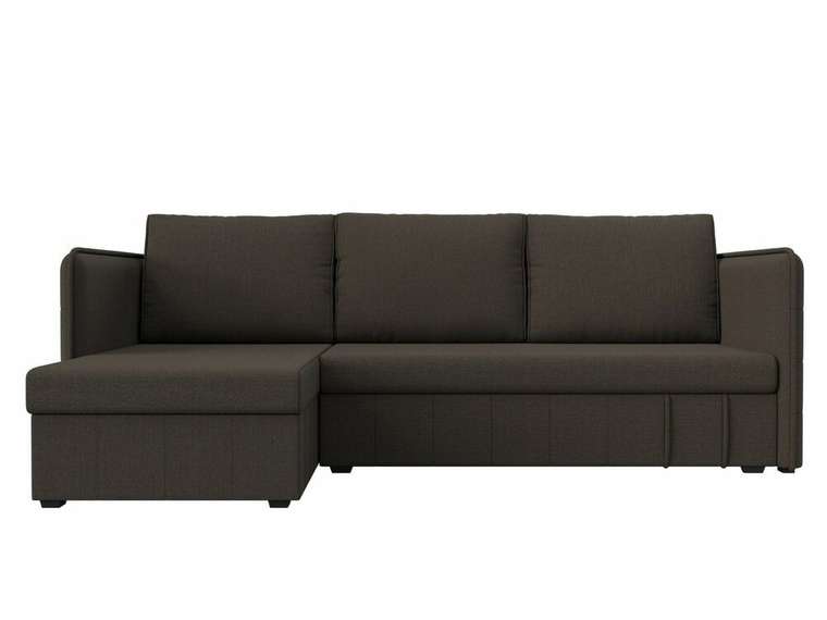 Угловой диван-кровать Слим темно-коричневого цвета левый угол