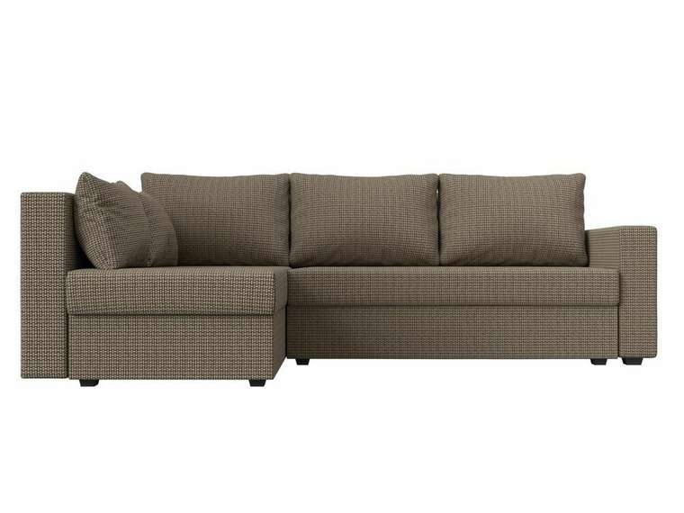 Угловой диван-кровать Мансберг бежево-коричневого цвета левый угол