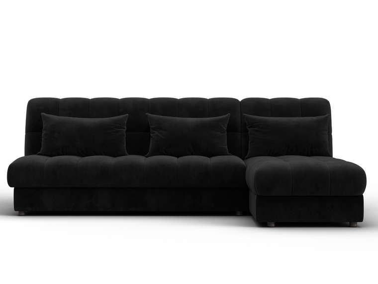 Угловой диван-кровать Лига-116 черного цвета правый