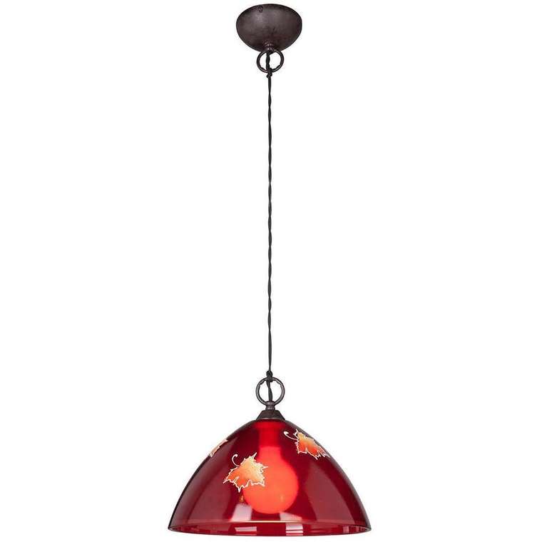 Подвесной светильник с плафоном из стекла красного цвета 