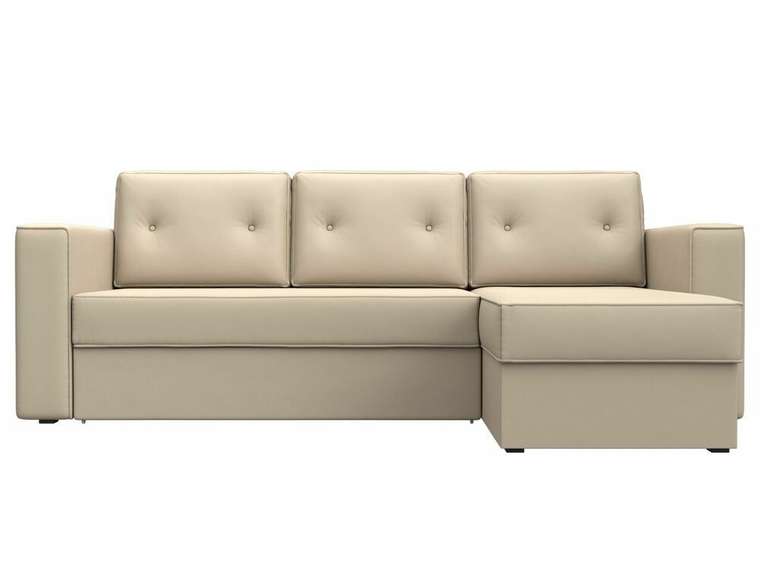 Угловой диван-кровать Принстон бежевого цвета правый угол (экокожа)
