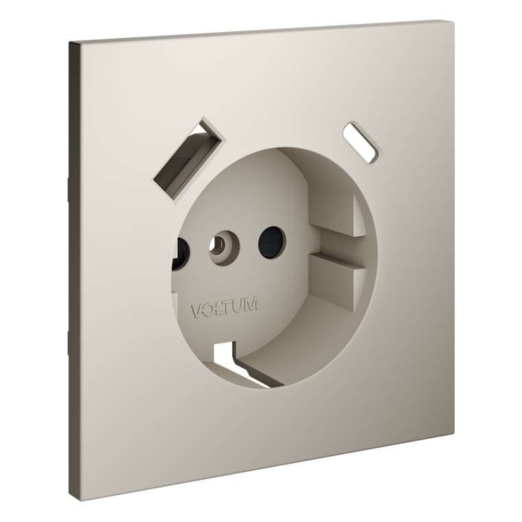 Накладка для розетки с заземлением и защитными шторками, с USB A+C, S70 (кашемир)