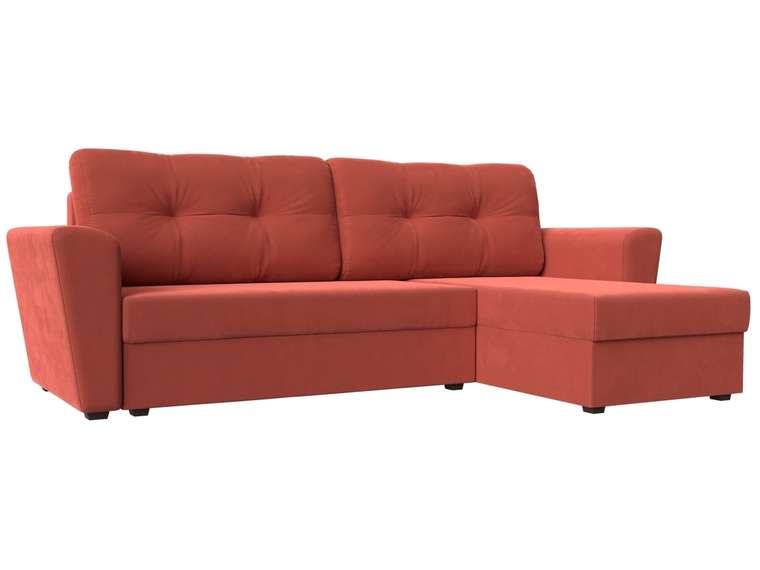 Угловой диван-кровать Амстердам лайт кораллового цвета правый угол