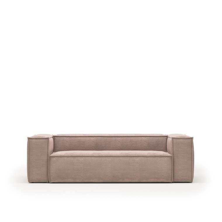 Прямой трехместный диван Blok розового цвета